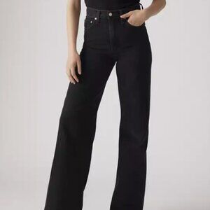 Levi's Ribcage Wide Leg Jeans - Washed Black